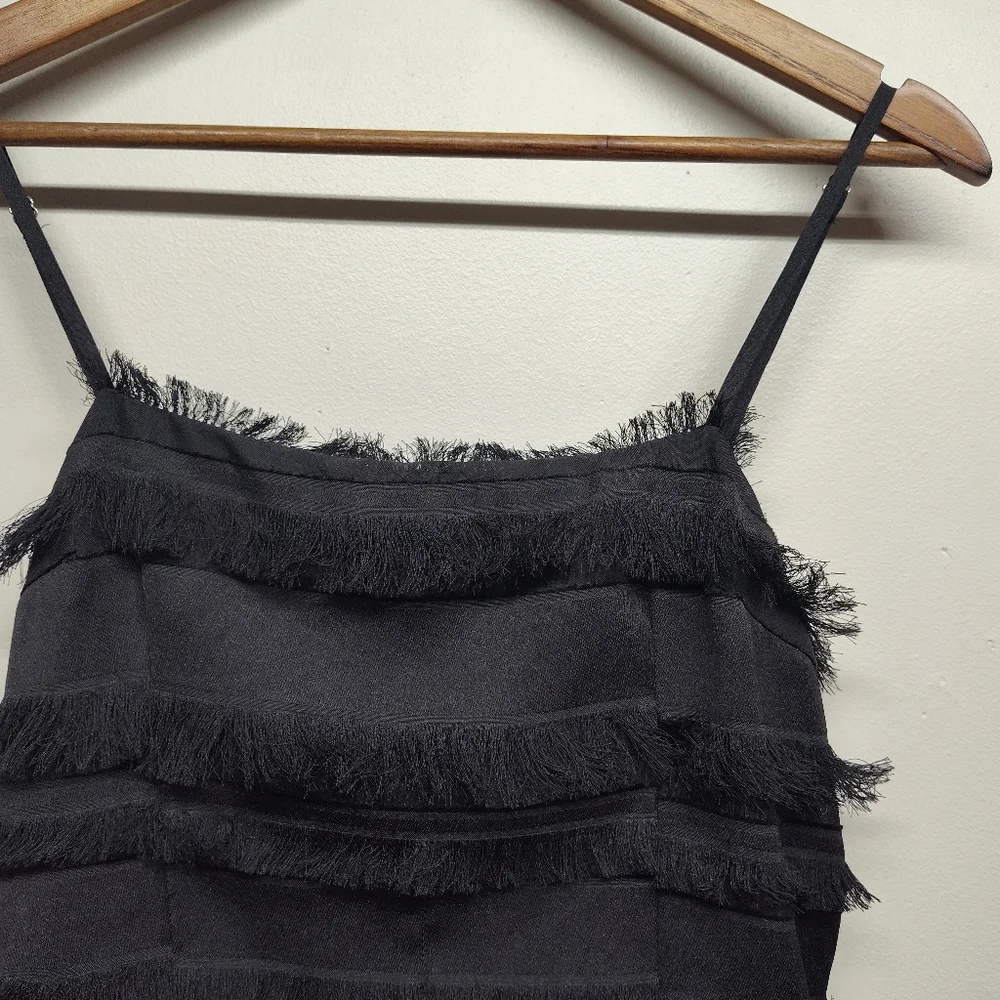 Princess Polly Mini Dress Women Size 8 Black Fringes Sleeveless Slim Fit - Picture 2 of 8